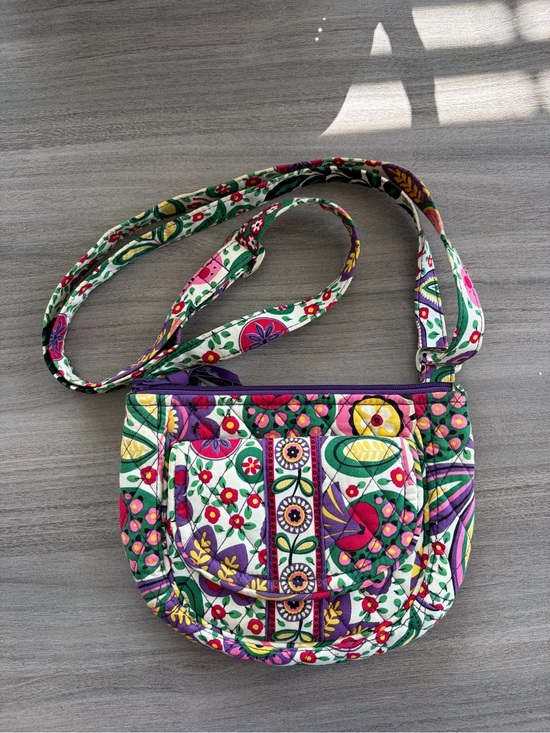 Vera Bradley Handbags - Vera Bradley Quilted Crossbody Bag in Purple, Green, Pink & Yellow Floral